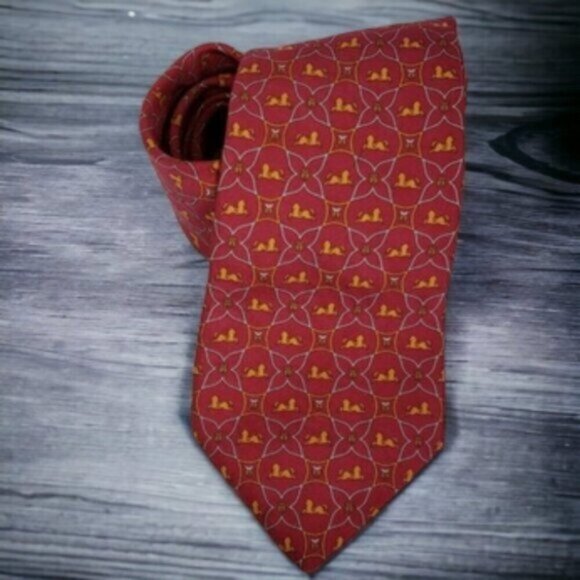 Salvatore Ferragamo Silk Tie Equestrian Horse Saddle Pattern - Picture 9 of 9